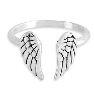 Artisan Sterling Silver Adjustable Angel Wing Ring